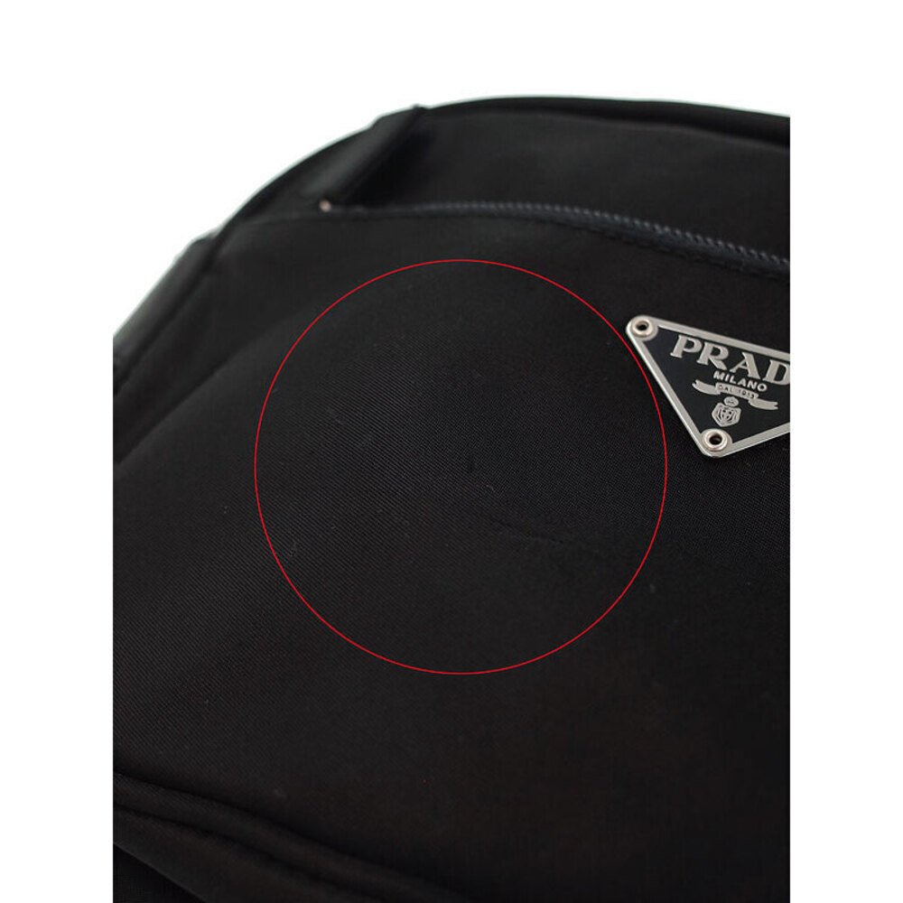 Prada Tessuto shoulder bag leather trim enameled triangle logo Black - Picture 6 of 9